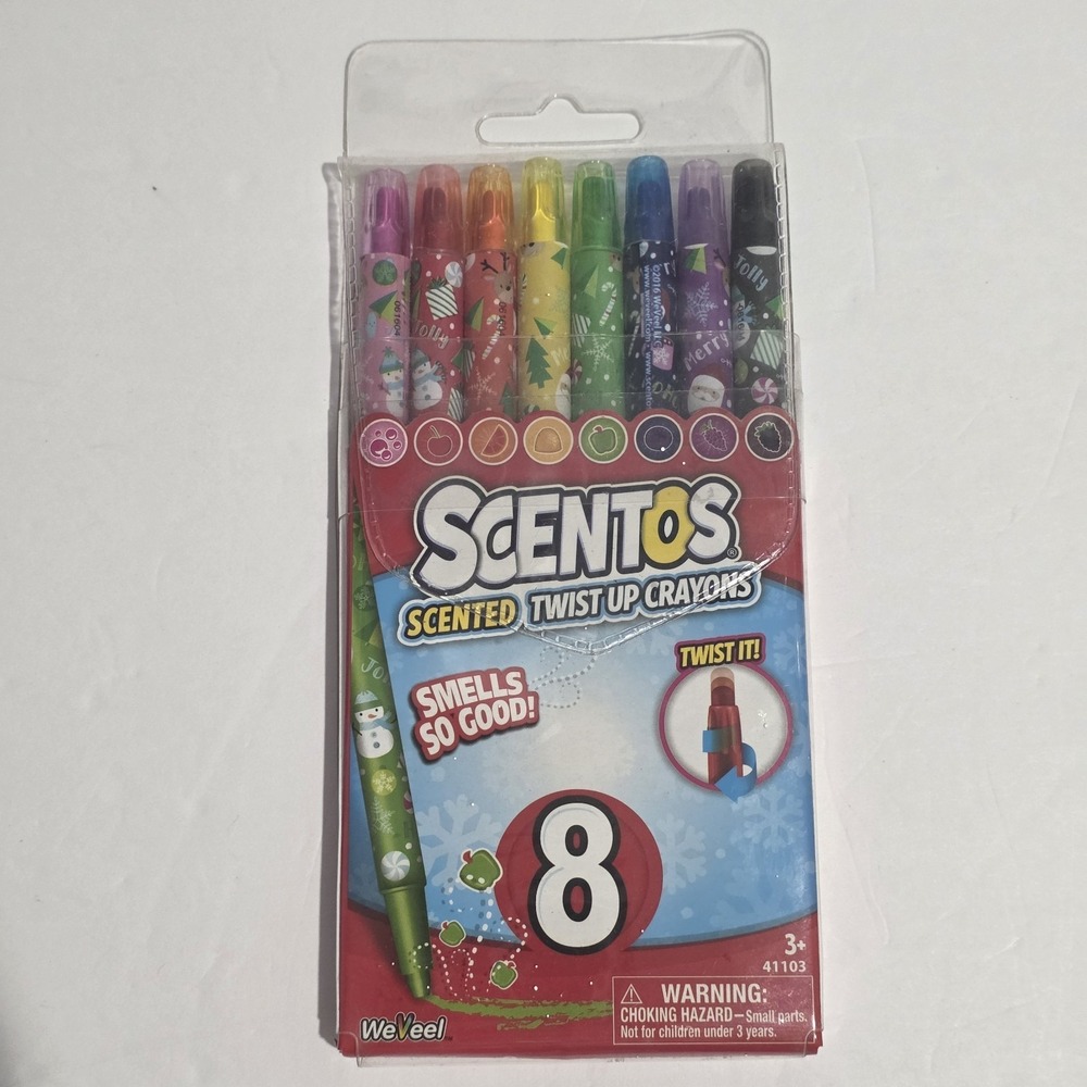 Scentos Twist Up Crayons SCENTED Bright Colors 8 Count Holiday Christmas New